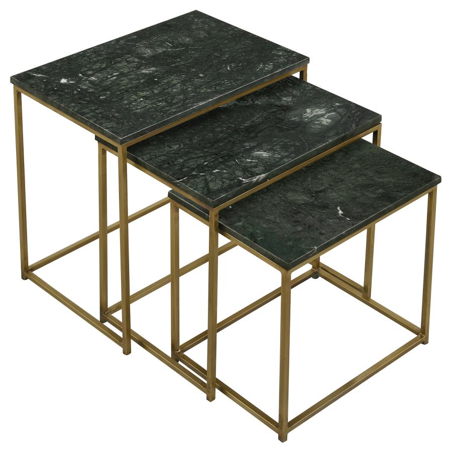 (image for) Medora 3-piece Marble Top Nesting Table Set Green