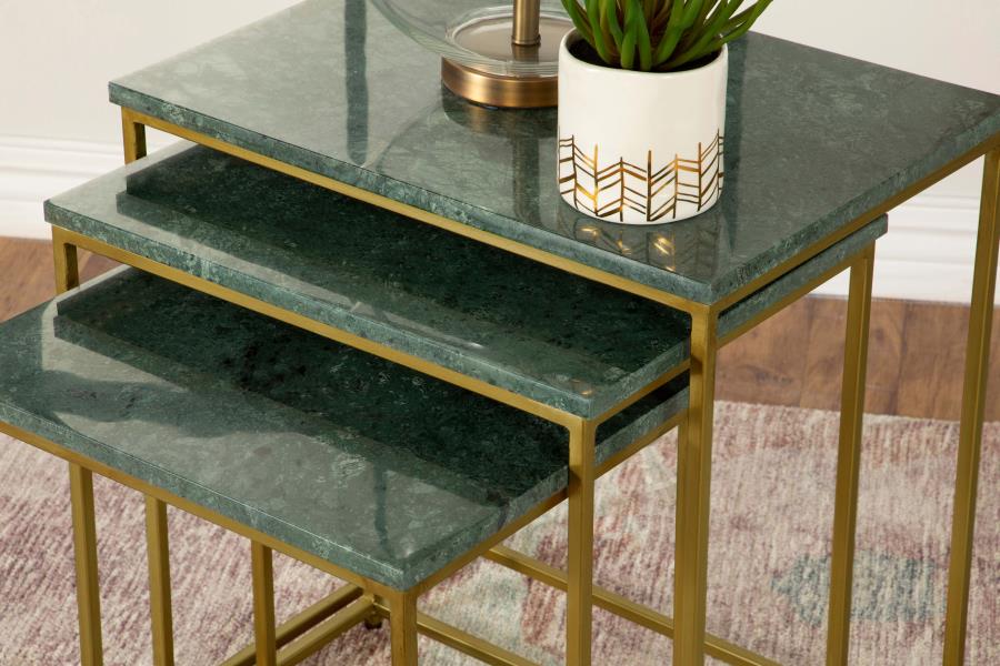 (image for) Medora 3-piece Marble Top Nesting Table Set Green