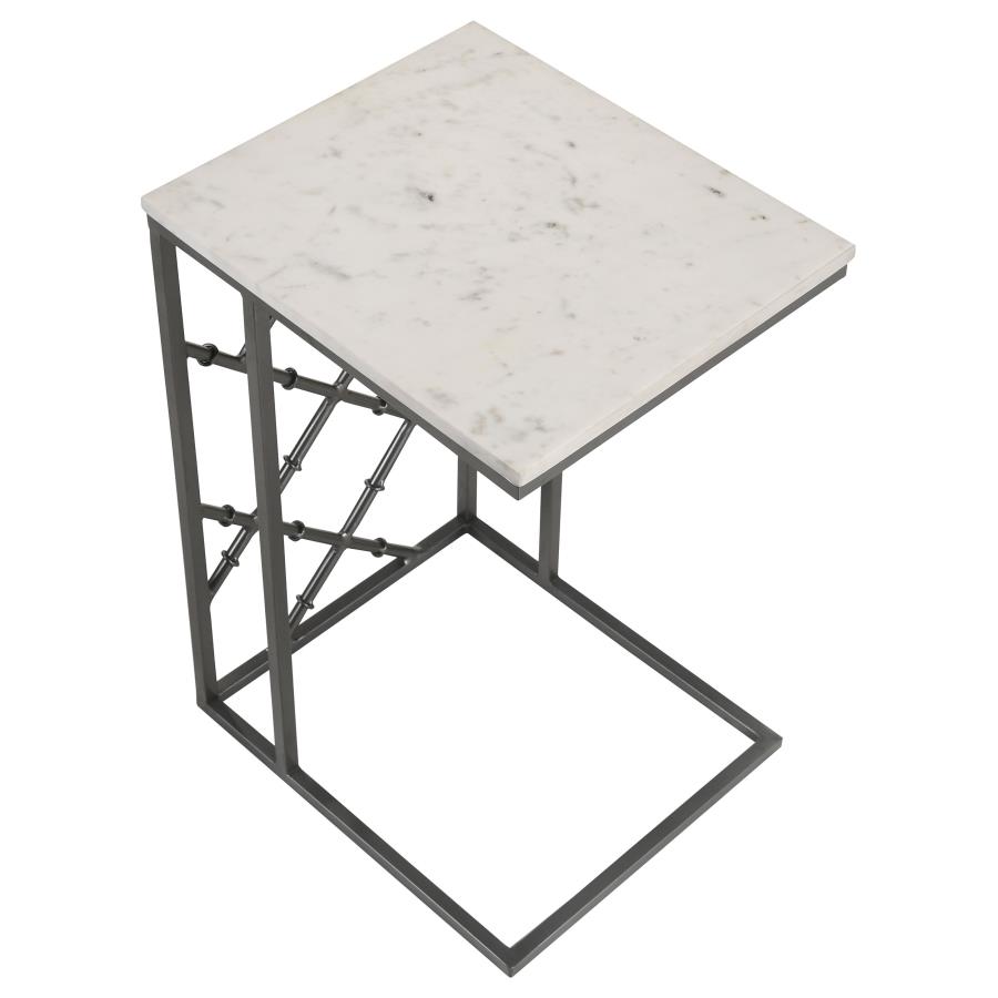 (image for) Angeliki Marble Top C-Shape Sofa Side Table Gunmetal