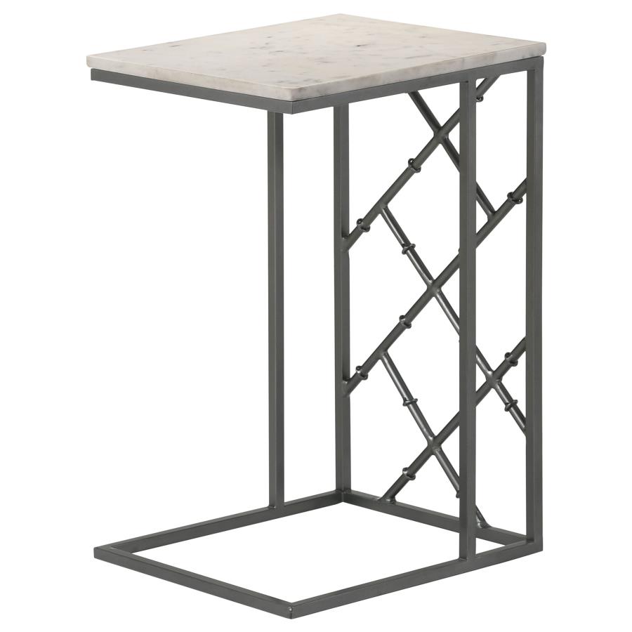 (image for) Angeliki Marble Top C-Shape Sofa Side Table Gunmetal