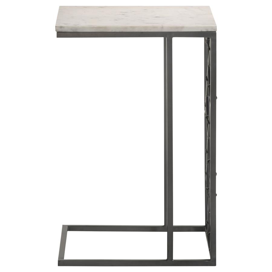 (image for) Angeliki Marble Top C-Shape Sofa Side Table Gunmetal