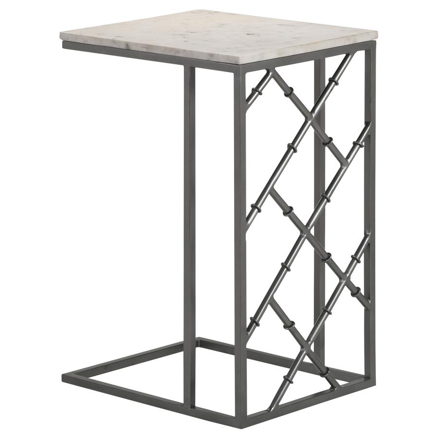 (image for) Angeliki Marble Top C-Shape Sofa Side Table Gunmetal