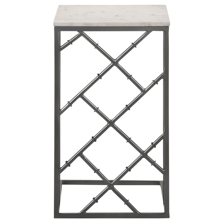 (image for) Angeliki Marble Top C-Shape Sofa Side Table Gunmetal