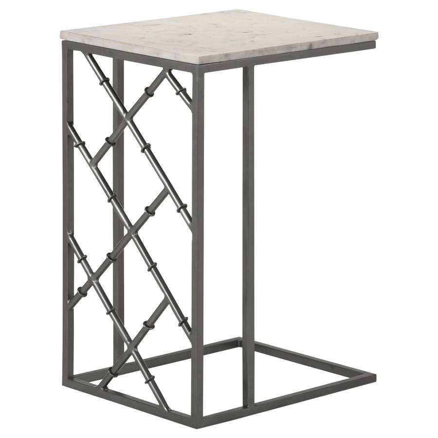 (image for) Angeliki Marble Top C-Shape Sofa Side Table Gunmetal