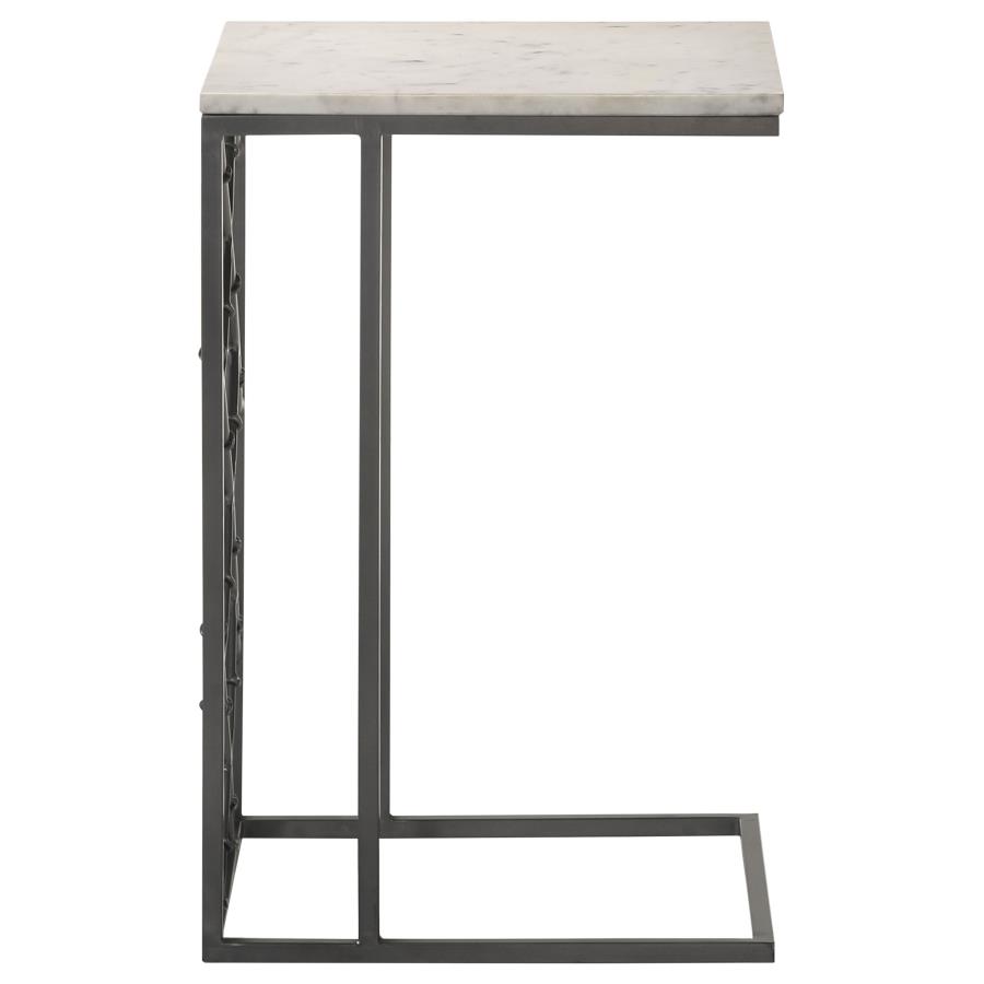 (image for) Angeliki Marble Top C-Shape Sofa Side Table Gunmetal