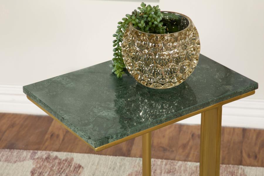 (image for) Vicente Marble Top C-Shaped Sofa Side Table Green