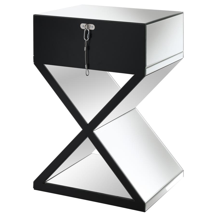 (image for) Hazel 1-drawer Mirrored Accent Side Table Silver