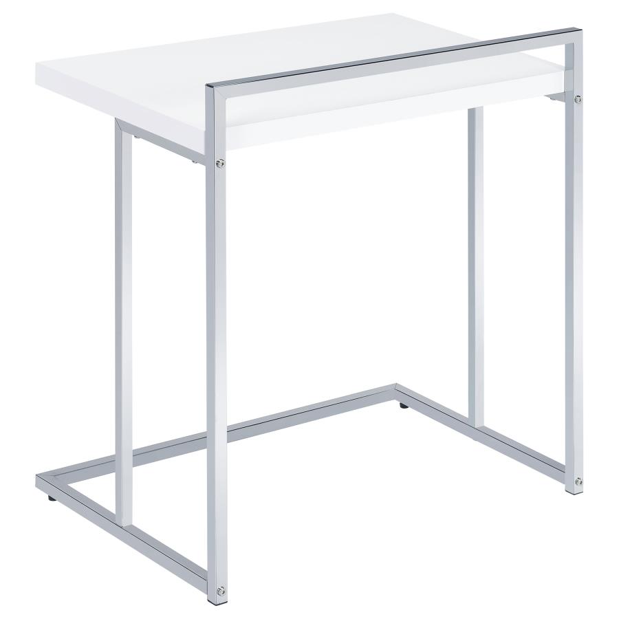 (image for) Dani Rectangular C-Shaped Sofa Side Table White High Gloss