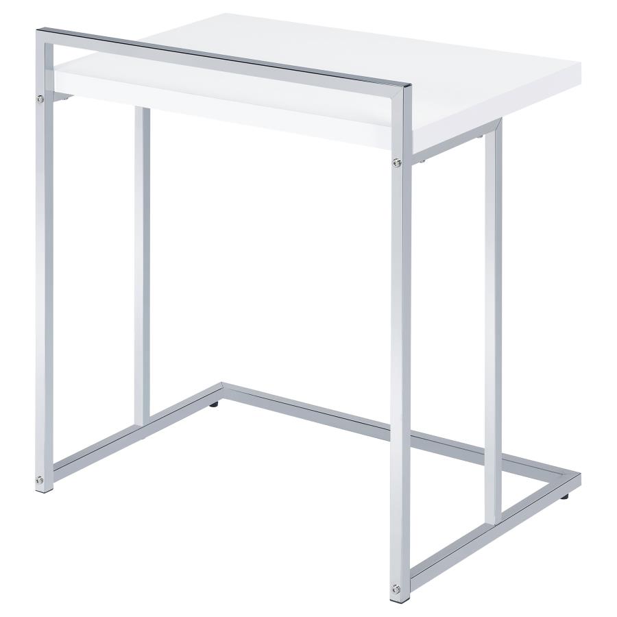 (image for) Dani Rectangular C-Shaped Sofa Side Table White High Gloss