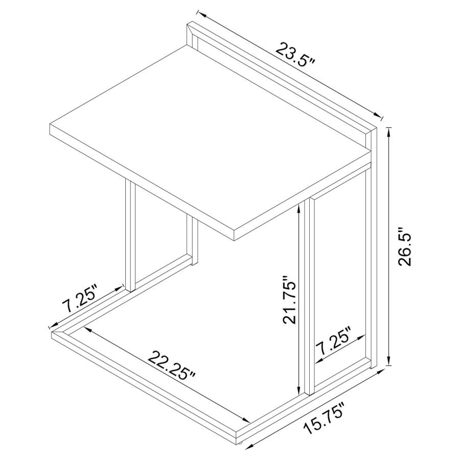 (image for) Dani Rectangular C-Shaped Sofa Side Table White High Gloss