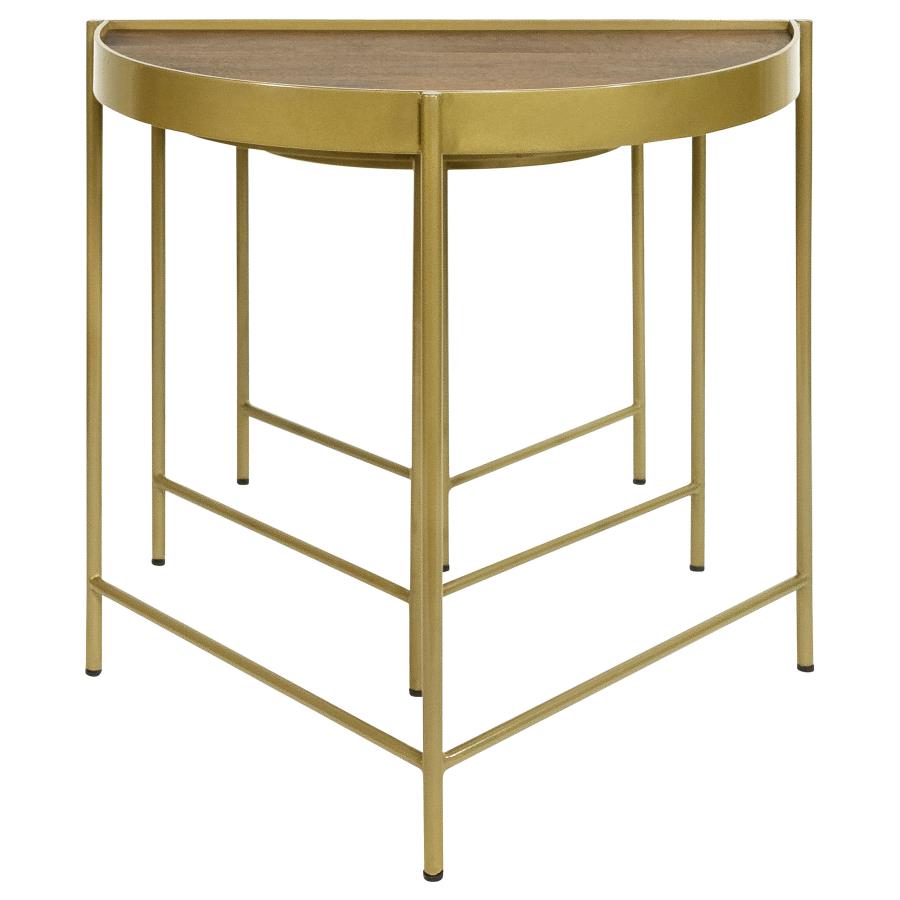 (image for) Tristen 3-Piece Demilune Nesting Table Brown and Gold