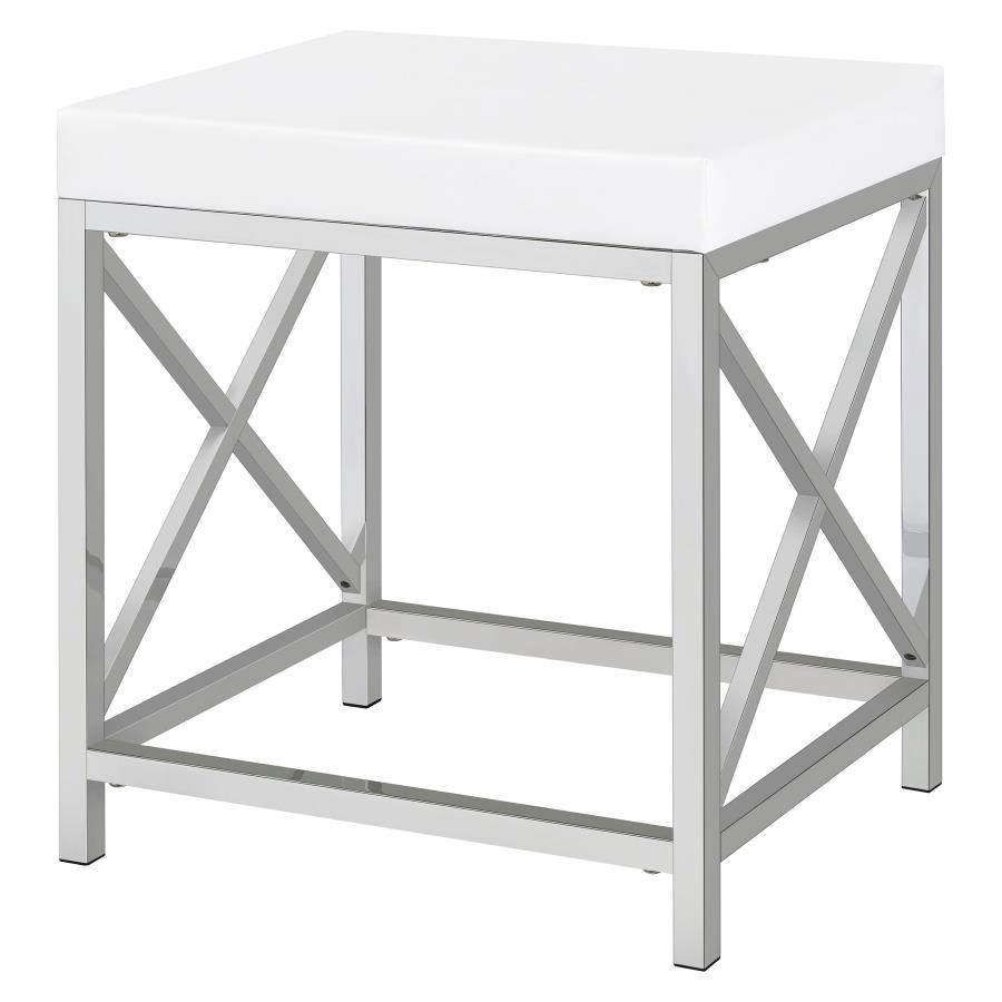 (image for) Eliza Vanity Set with Lighting & Stool White and Chrome