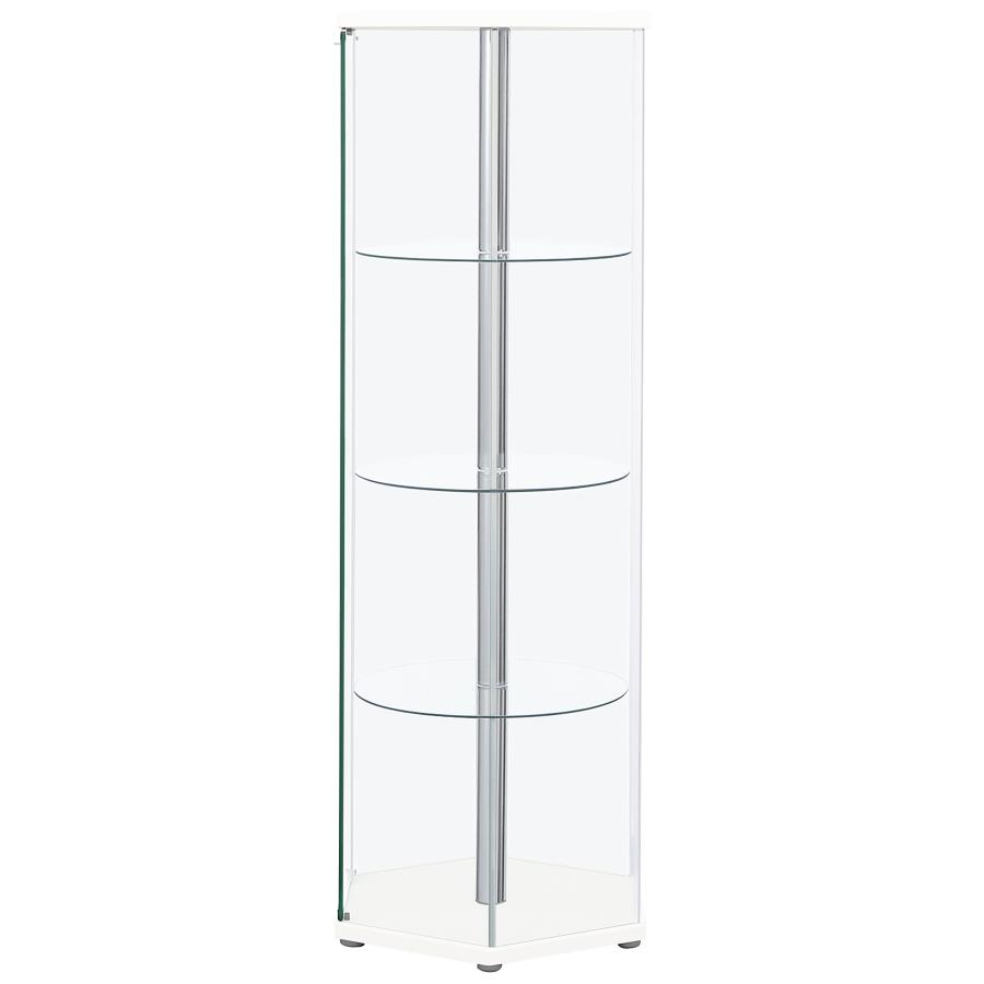 (image for) Zahavah 4-shelf Hexagonal Clear Glass Curio Cabinet White