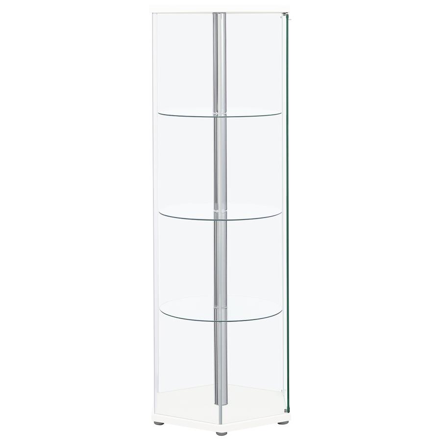 (image for) Zahavah 4-shelf Hexagonal Clear Glass Curio Cabinet White