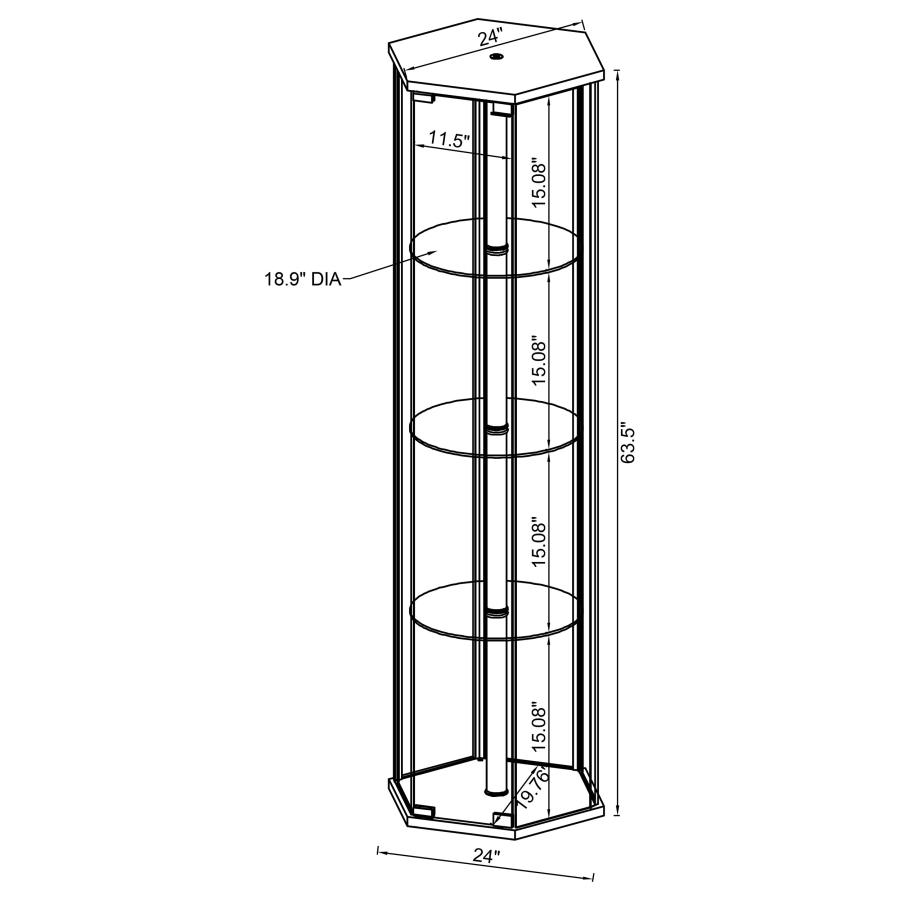 (image for) Zahavah 4-shelf Hexagonal Clear Glass Curio Cabinet White