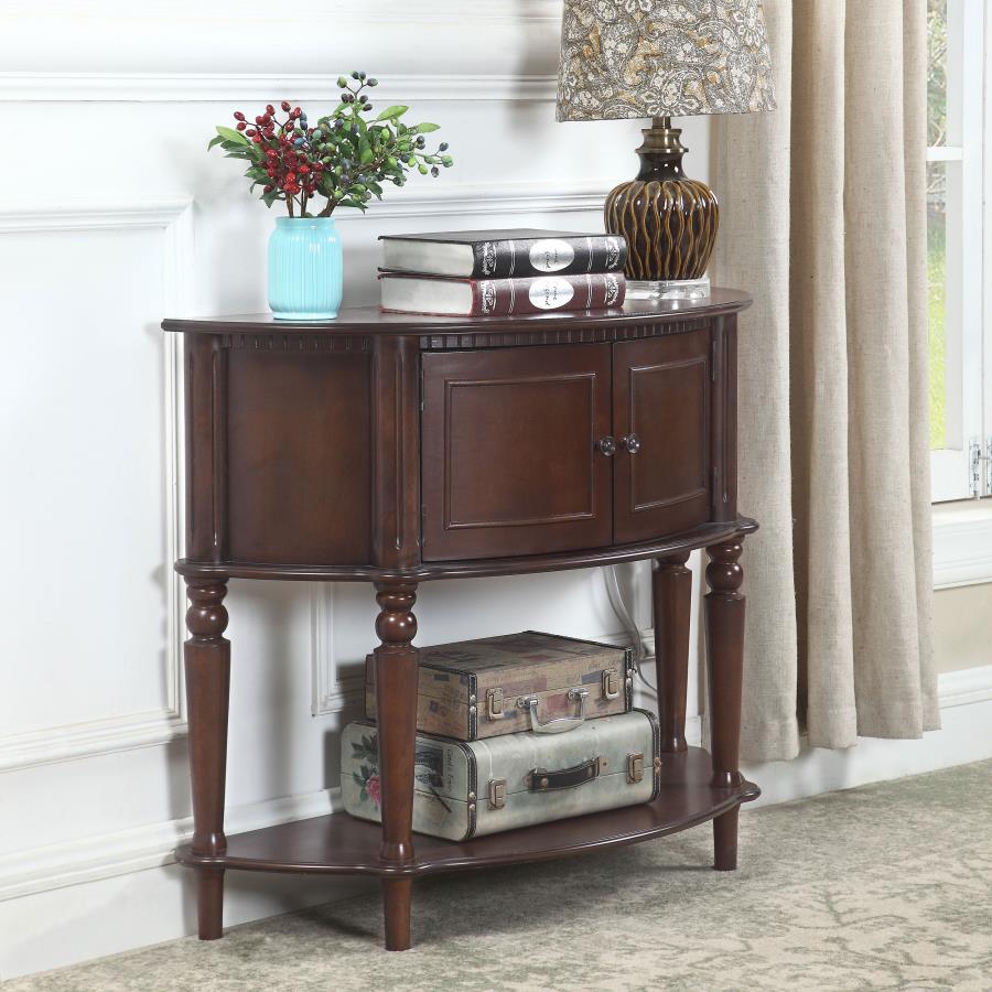 (image for) Brenda 2-door Demilune Wood Entryway Console Table Brown