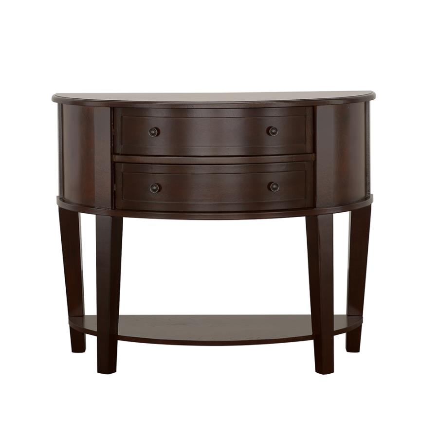 (image for) Diane 2-drawer Demilune Entryway Console Table Cappuccino