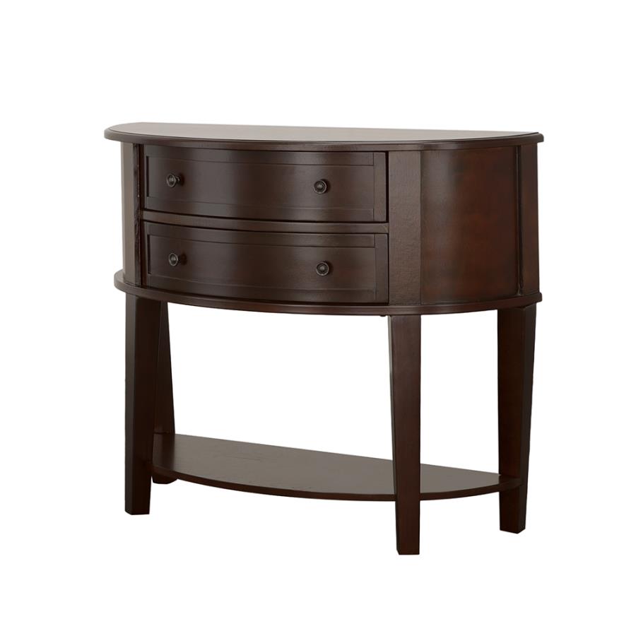 (image for) Diane 2-drawer Demilune Entryway Console Table Cappuccino