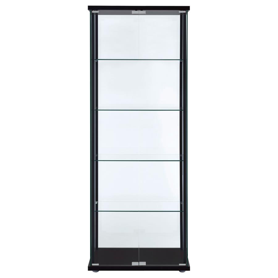 (image for) Delphinium 5-shelf Clear Glass Curio Display Cabinet Black