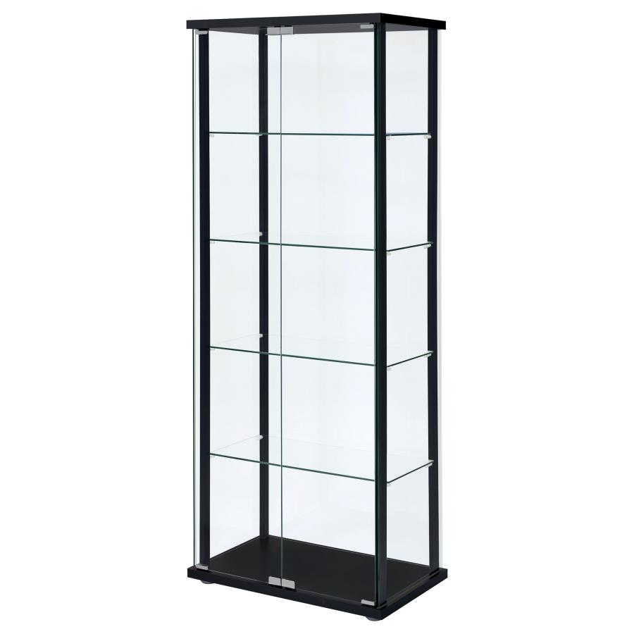 (image for) Delphinium 5-shelf Clear Glass Curio Display Cabinet Black