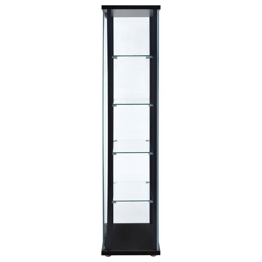 (image for) Delphinium 5-shelf Clear Glass Curio Display Cabinet Black