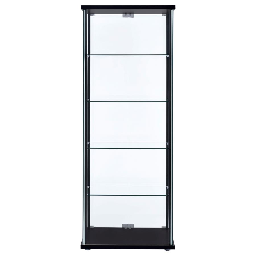 (image for) Delphinium 5-shelf Clear Glass Curio Display Cabinet Black