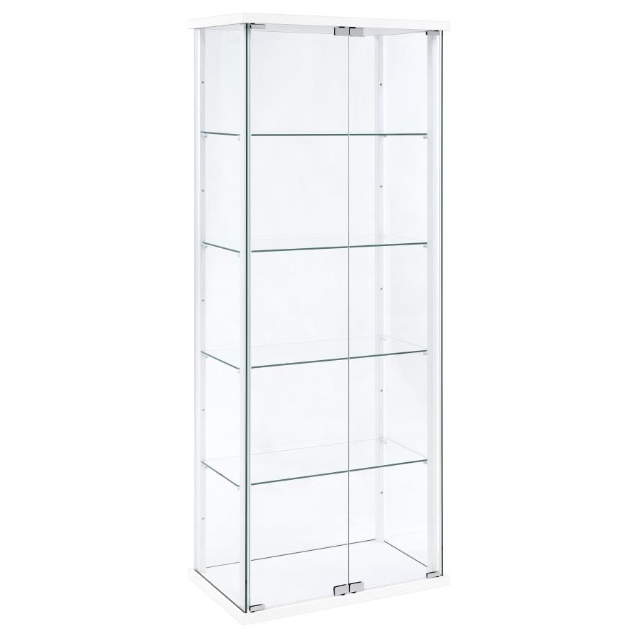 (image for) Delphinium 4-Shelf Clear Glass Curio Display Cabinet White