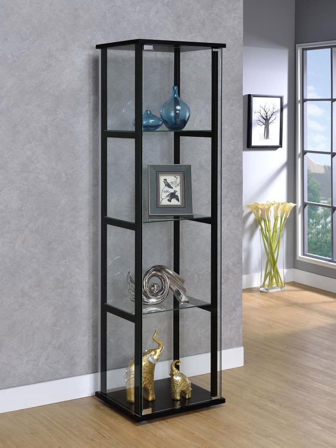 (image for) Cyclamen 4-shelf Clear Glass Curio Display Cabinet Black