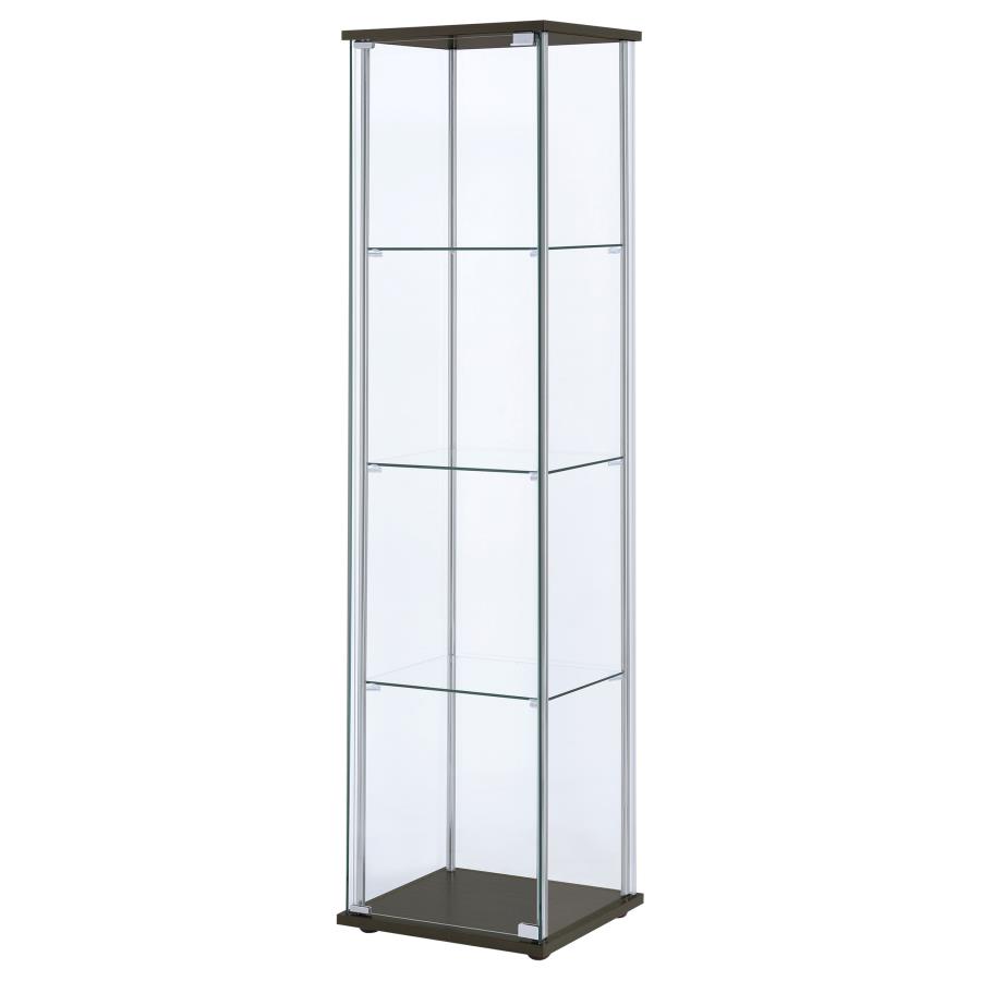 (image for) Bellatrix 4-shelf Clear Glass Curio Cabinet Cappuccino