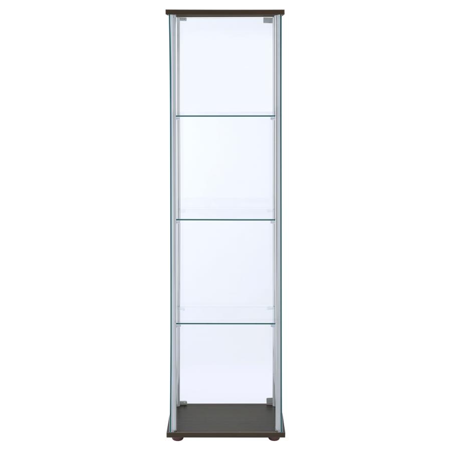 (image for) Bellatrix 4-shelf Clear Glass Curio Cabinet Cappuccino