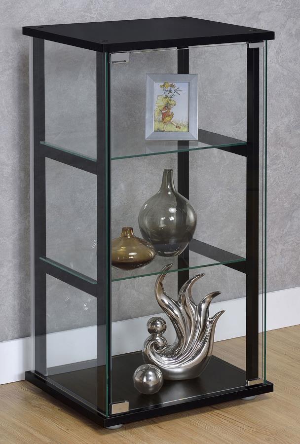 (image for) Cyclamen 3-shelf Clear Glass Curio Display Cabinet Black