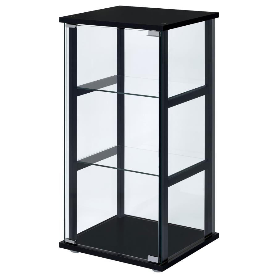 (image for) Cyclamen 3-shelf Clear Glass Curio Display Cabinet Black