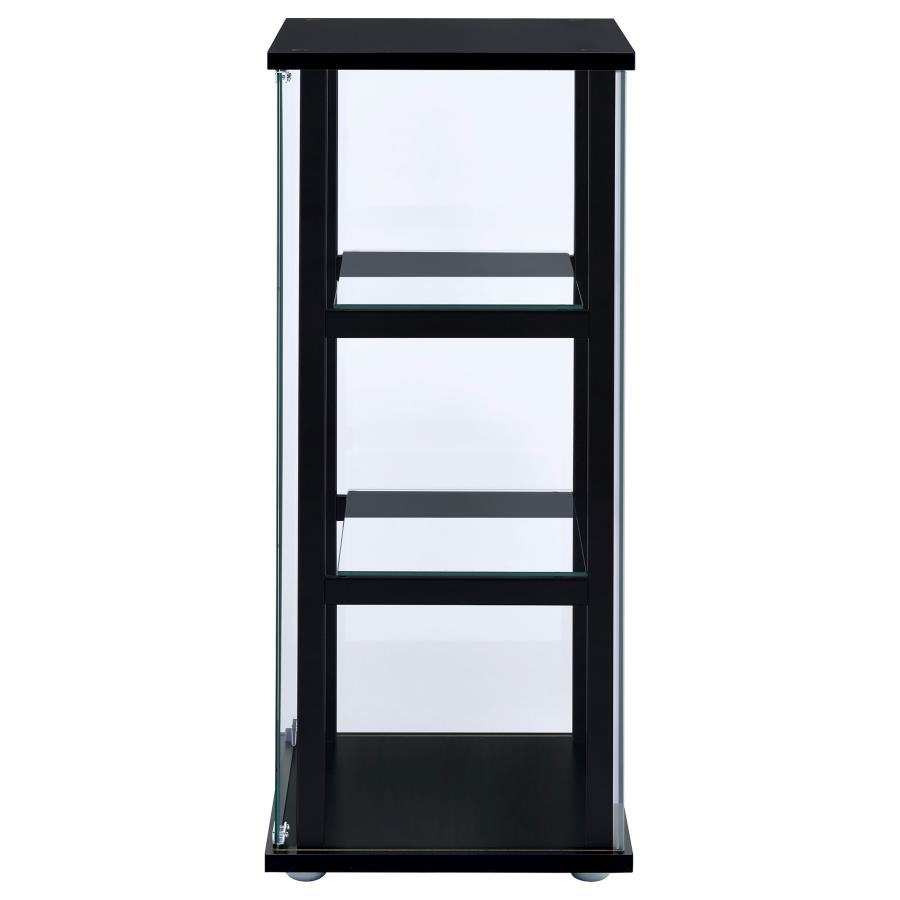 (image for) Cyclamen 3-shelf Clear Glass Curio Display Cabinet Black