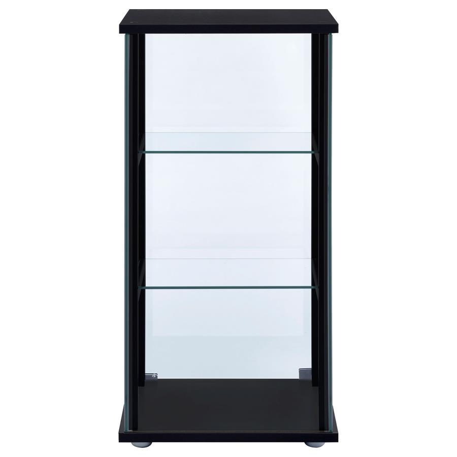 (image for) Cyclamen 3-shelf Clear Glass Curio Display Cabinet Black