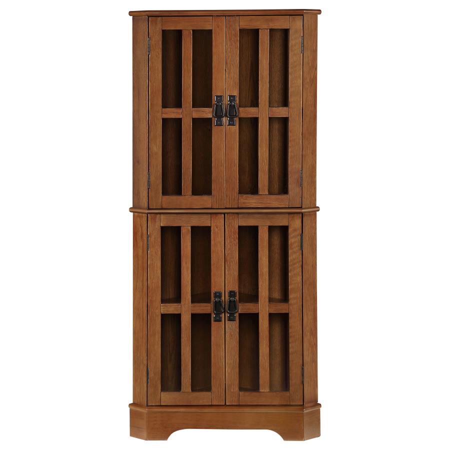 (image for) Coreosis 4-door Wood Corner Curio Cabinet Golden Brown