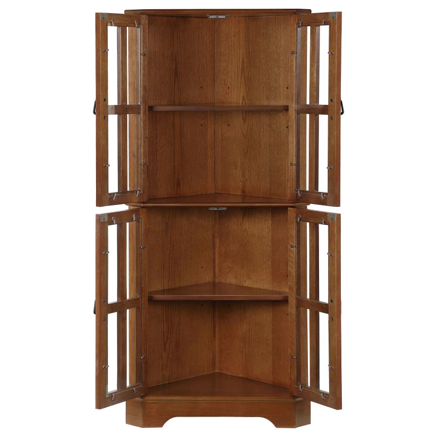 (image for) Coreosis 4-door Wood Corner Curio Cabinet Golden Brown