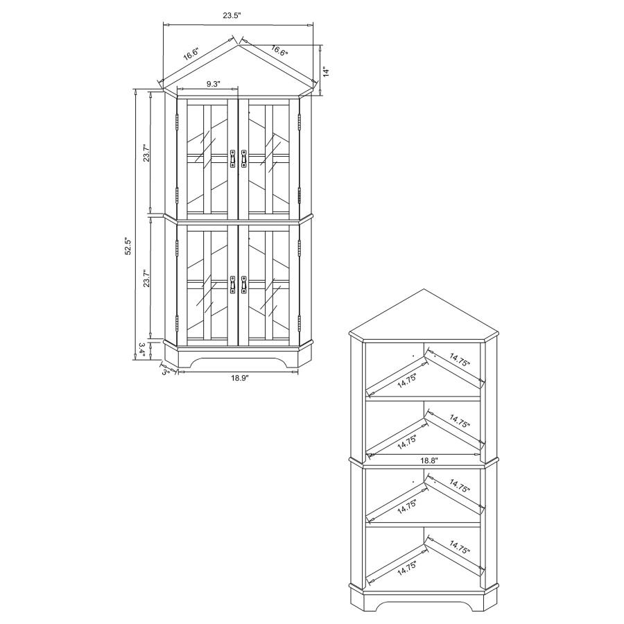 (image for) Coreosis 4-door Wood Corner Curio Cabinet Golden Brown