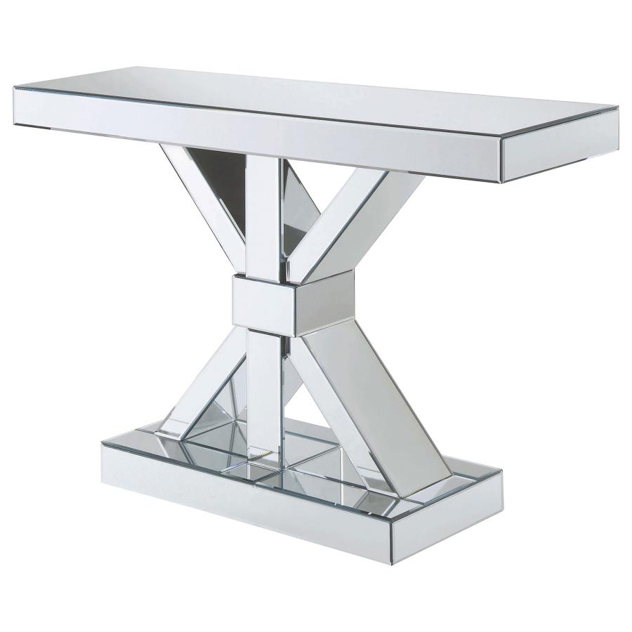 (image for) Lurlynn X-shaped Mirrored Entryway Console Table Silver