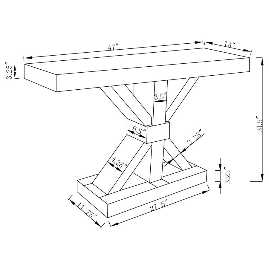 (image for) Lurlynn X-shaped Mirrored Entryway Console Table Silver