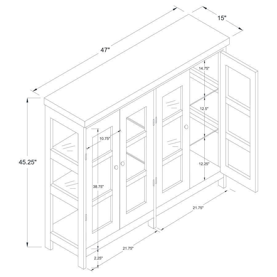 (image for) Sable 4-door Wood Accent Storage Display Cabinet Off White