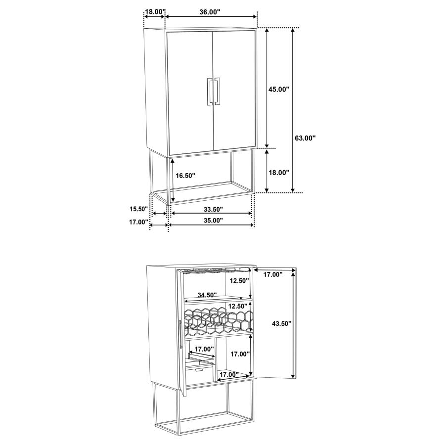 (image for) Borman 2-door Home Bar Cabinet Wine Storage Walnut and Black