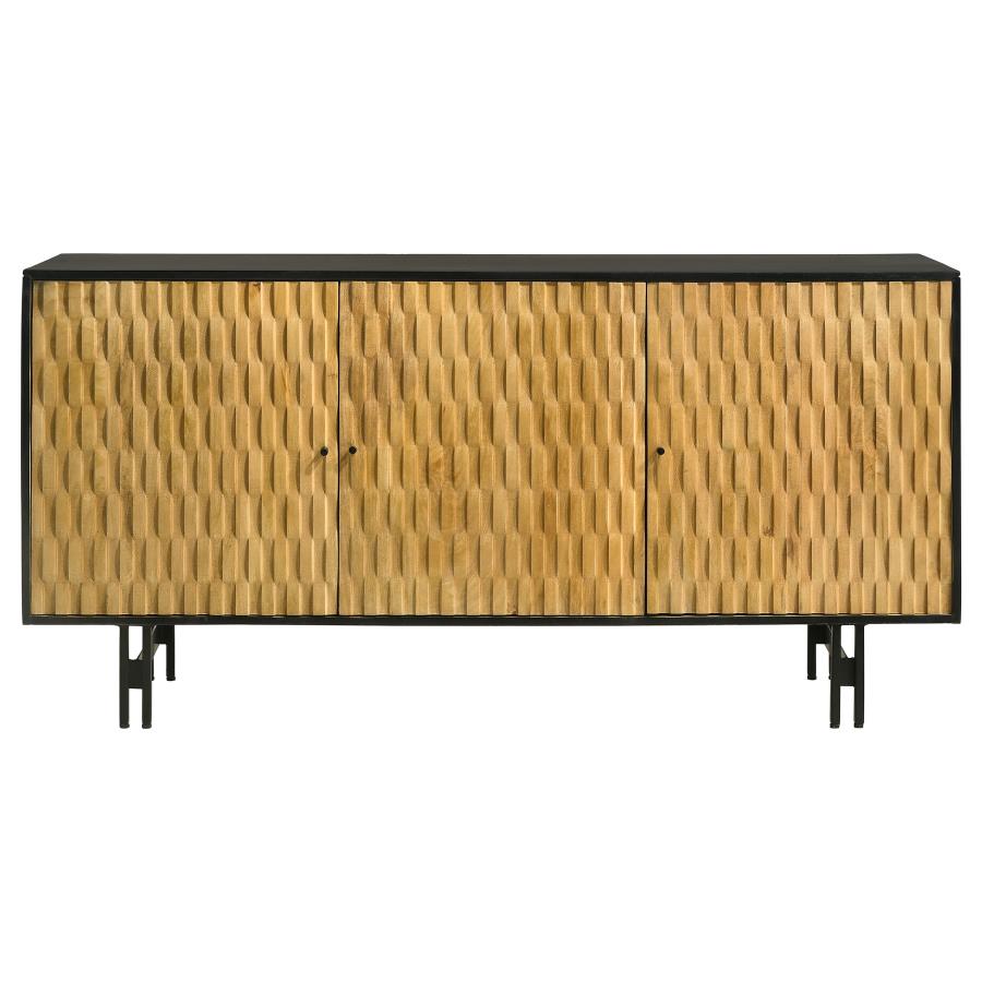 (image for) Aminah 3-door Wood Accent Cabinet Natural and Black