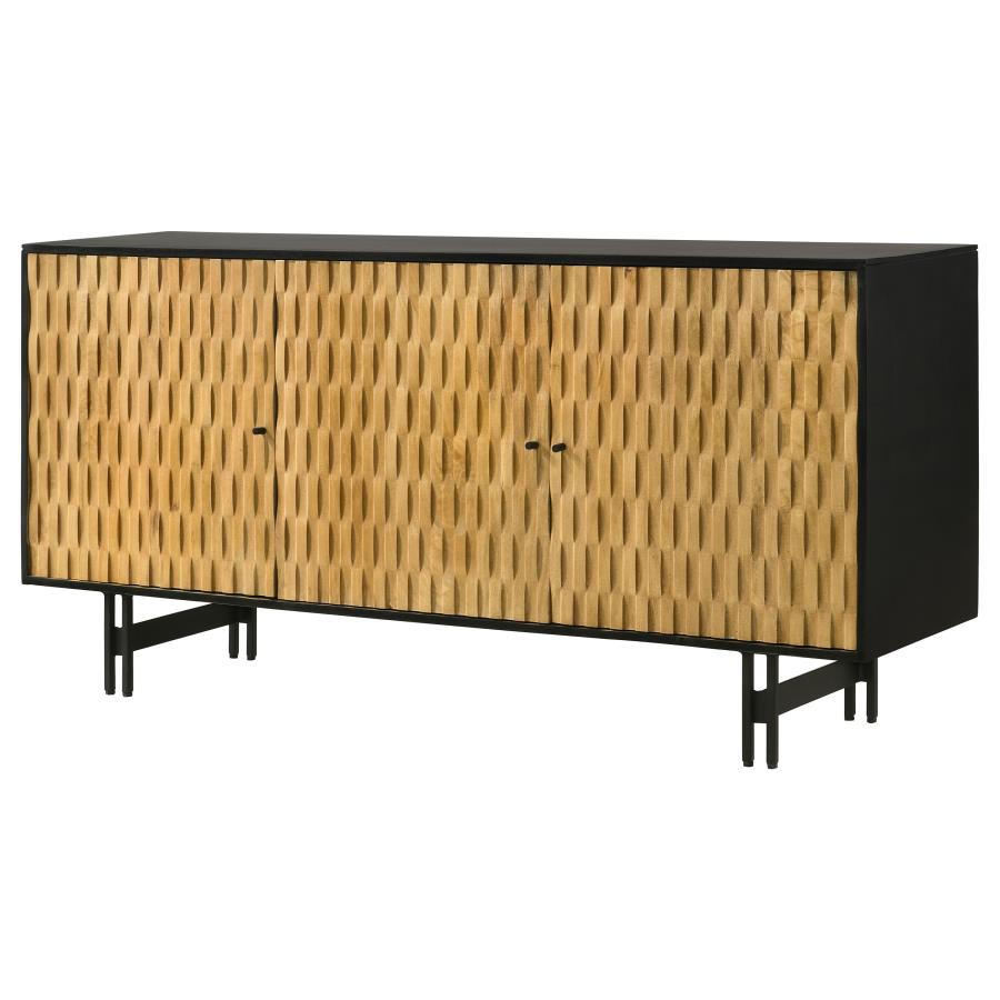 (image for) Aminah 3-door Wood Accent Cabinet Natural and Black