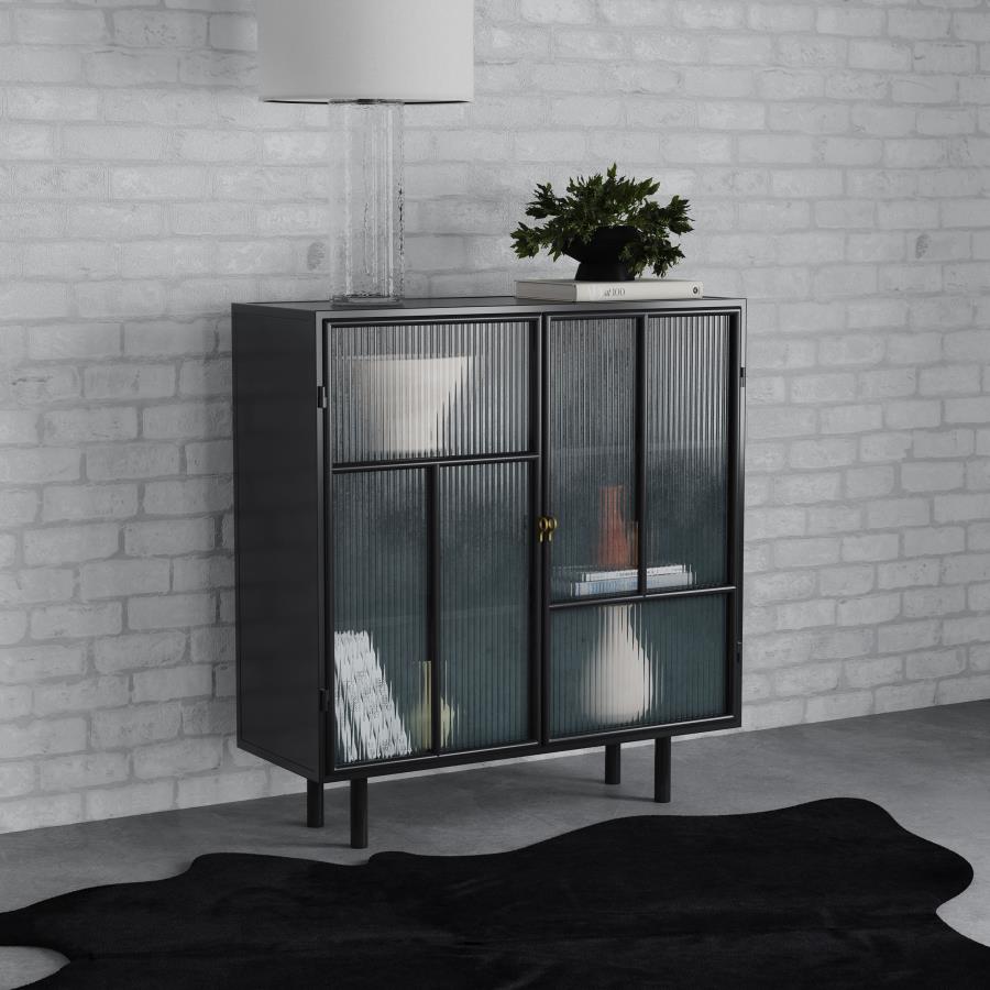 (image for) Dalia 2-door Accent Storage Cabinet with Shelving Black