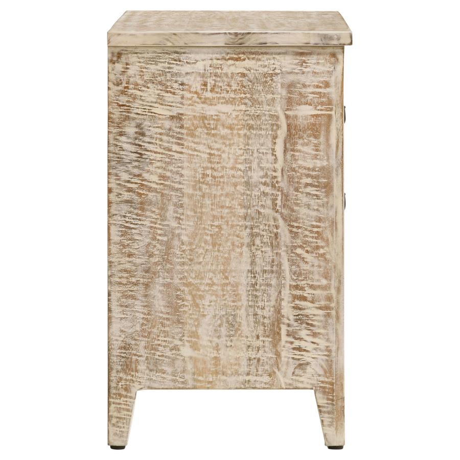 (image for) Mariska 3-drawer Wood Mandala Cabinet Distressed White