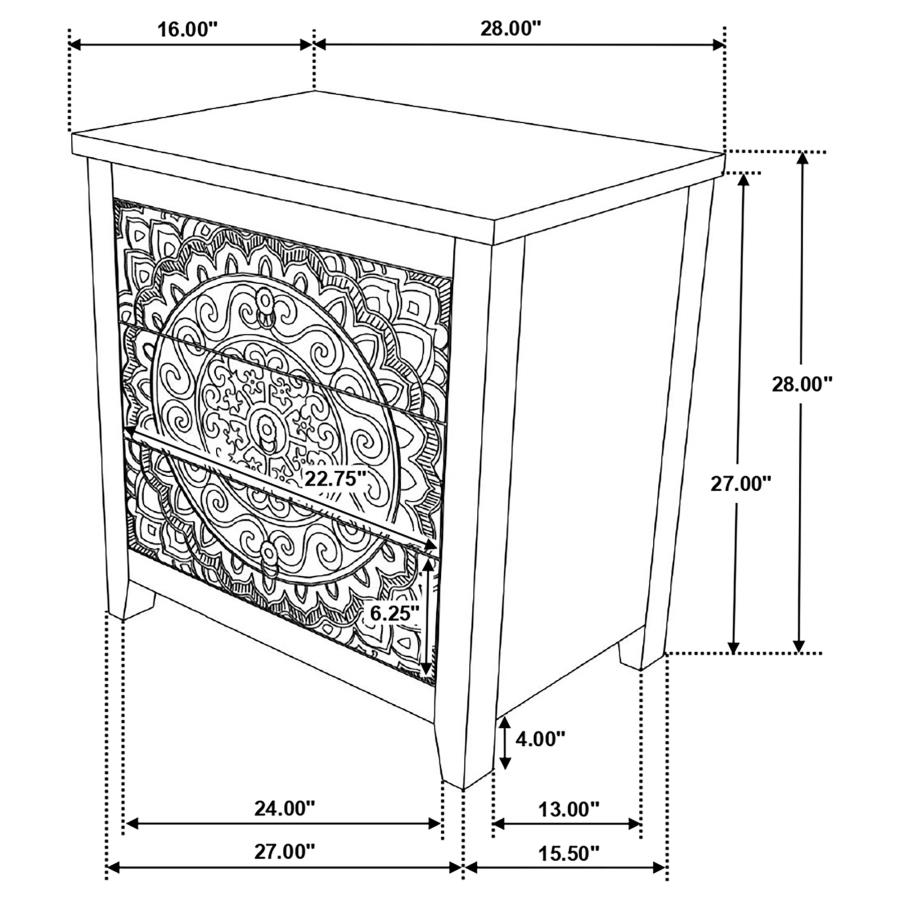 (image for) Mariska 3-drawer Wood Mandala Cabinet Distressed White