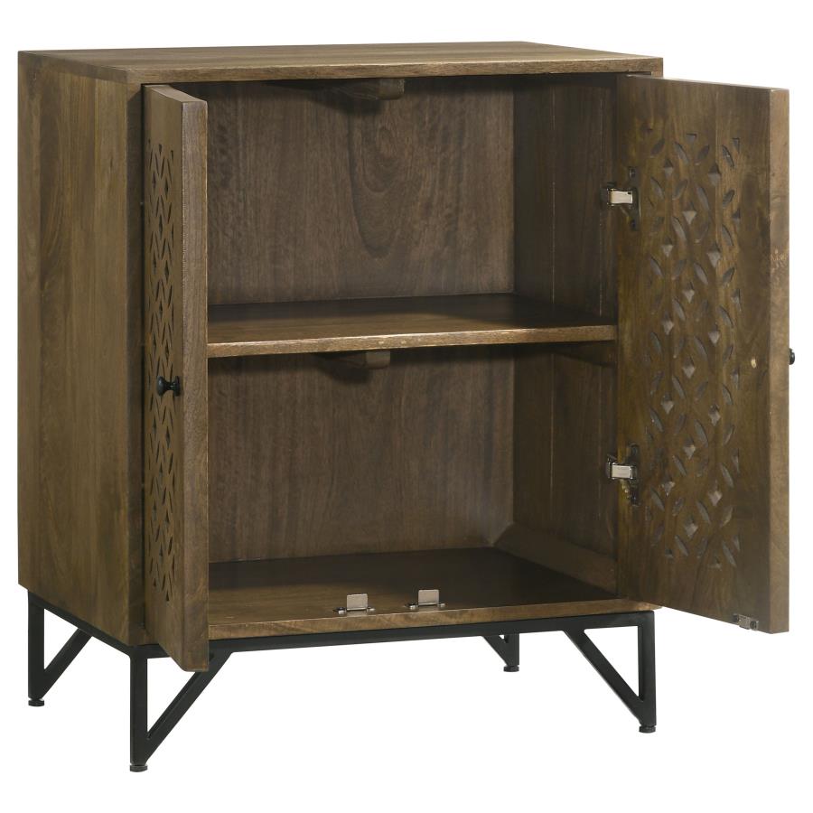 (image for) Zaria 2-door Wood Trellis Accent Storage Cabinet Brown