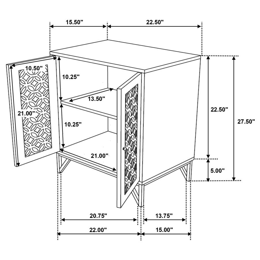 (image for) Zaria 2-door Wood Trellis Accent Storage Cabinet Brown