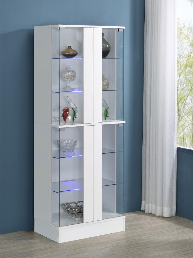 (image for) Cabra 4-door LED Curio Display Cabinet White High Gloss