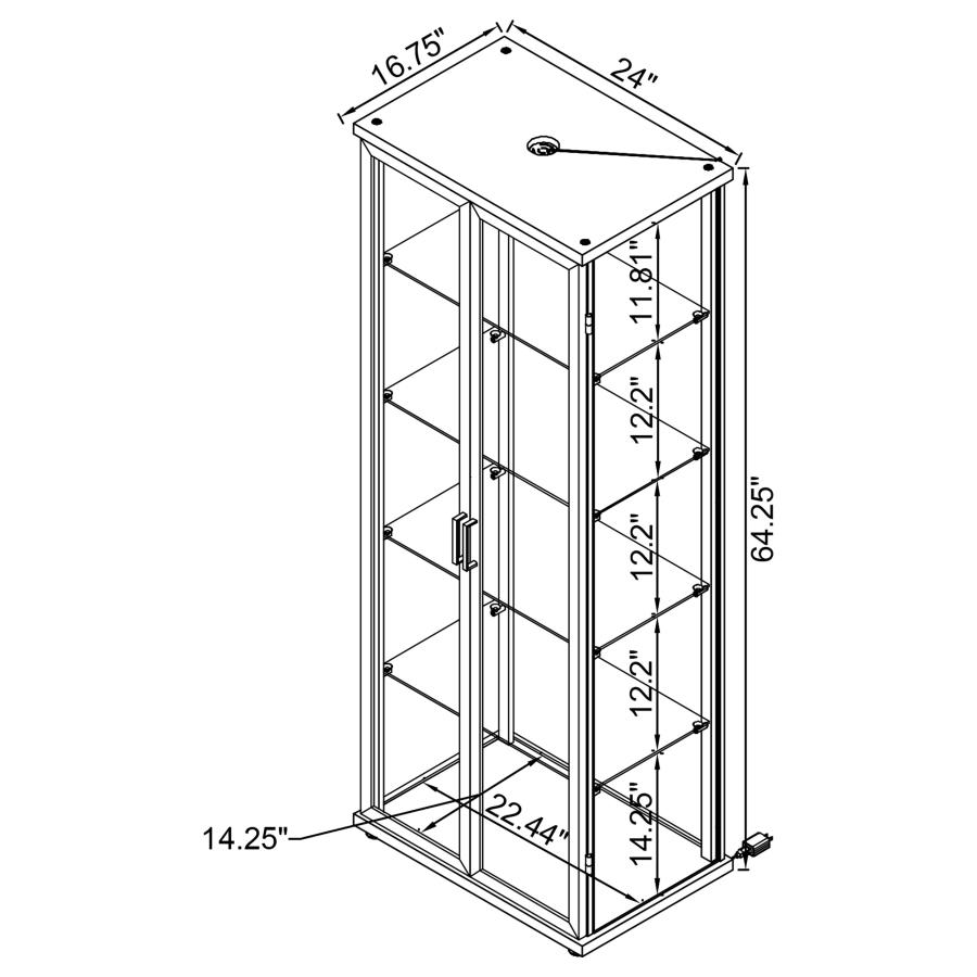 (image for) Aero 5-shelf Display Curio Cabinet with LED Lighting White